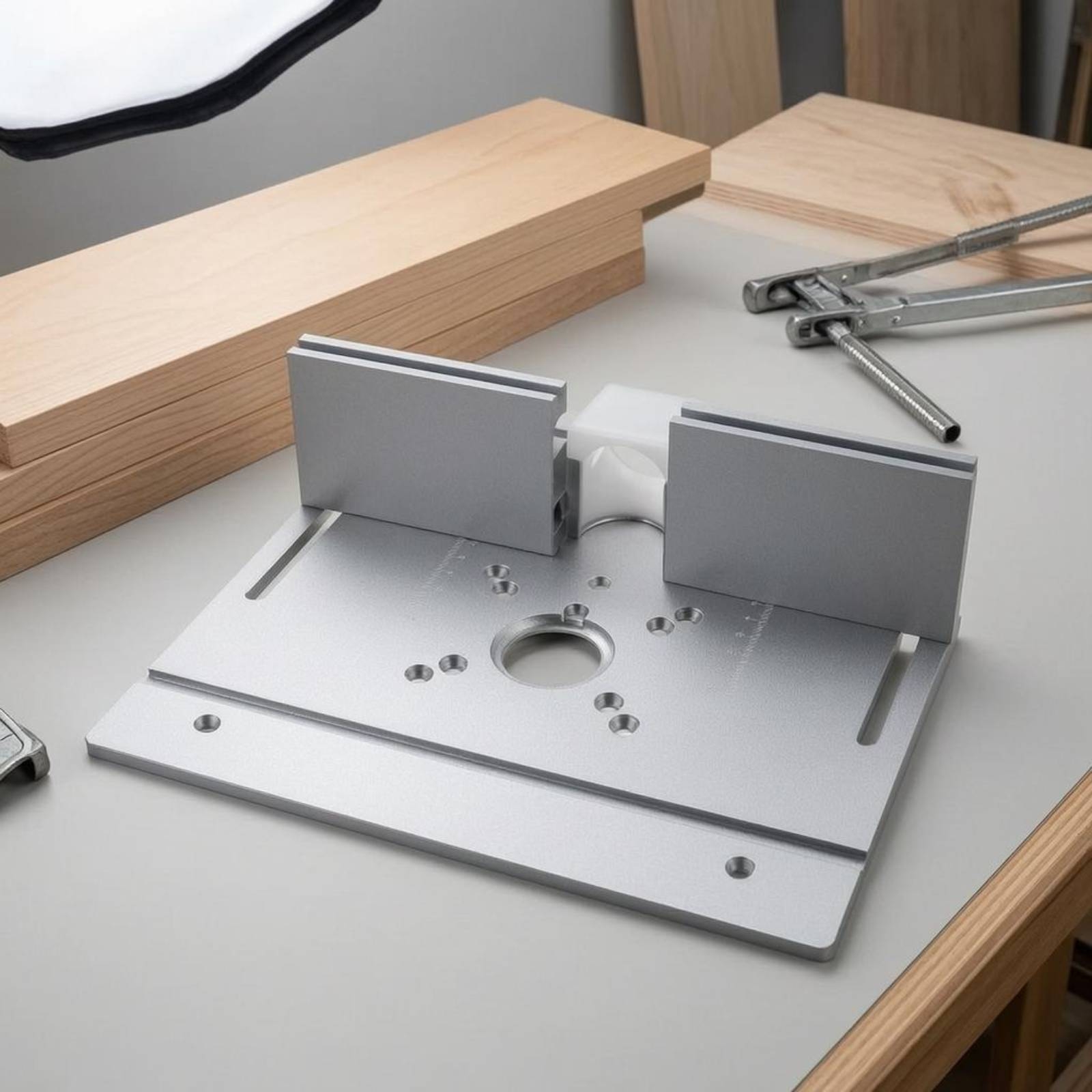 Woodworking Table - لوحة إدخال معدنية فضية لطاولة الراوتر،