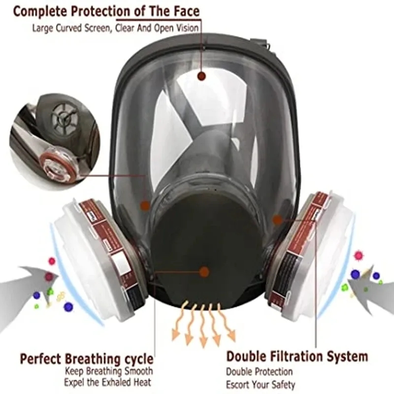Woodworking Respirator - قناع غاز كبير الحجم 6800، جهاز