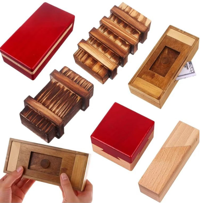 Woodworking Game - صندوق ألغاز خشبي مع حجرة سرية